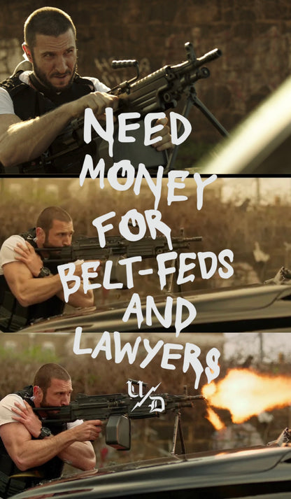 Belt-Feds and Lawyers Sticker